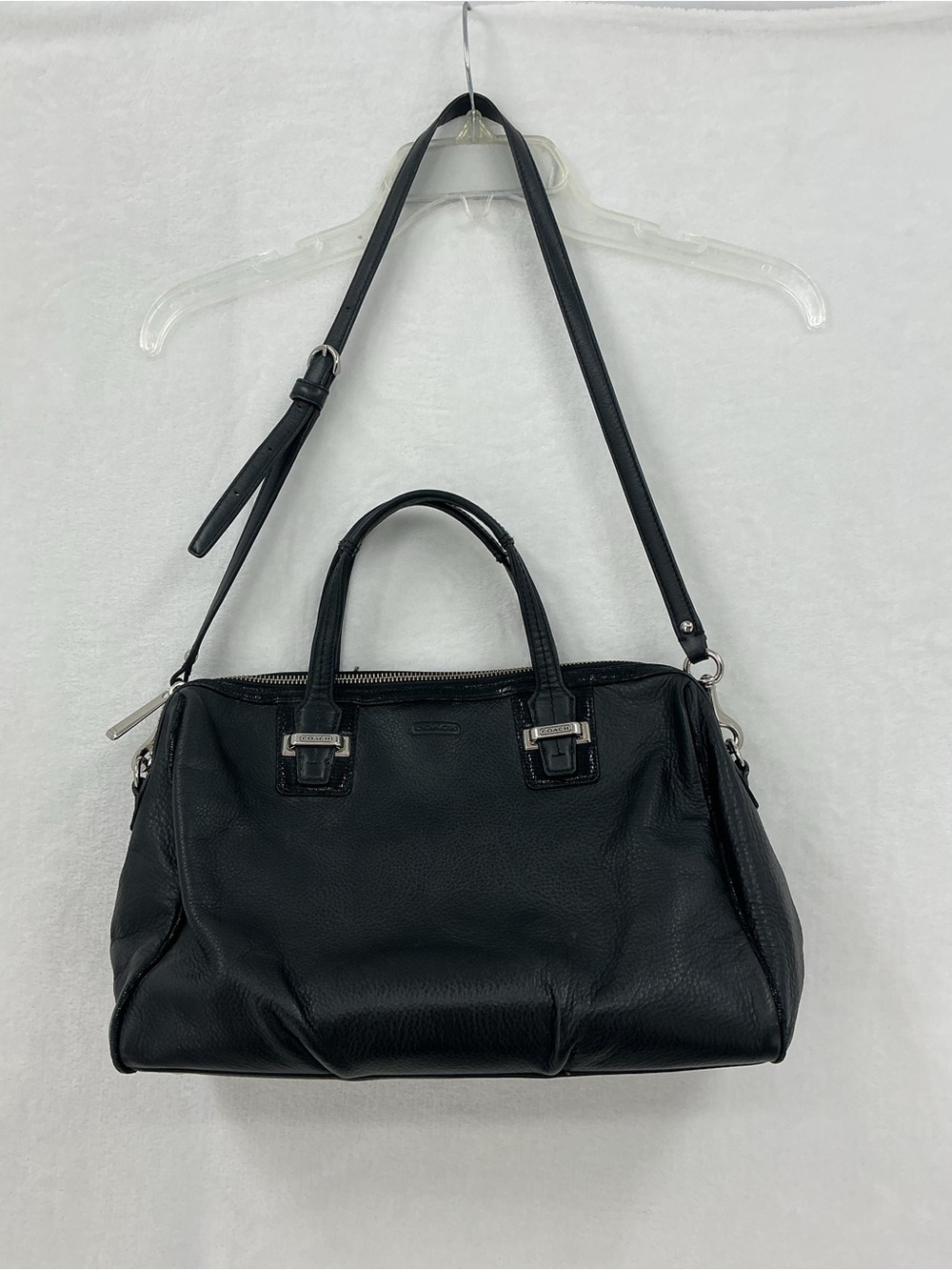 Coach Black Leather Satchel with Adjustable Strap c19